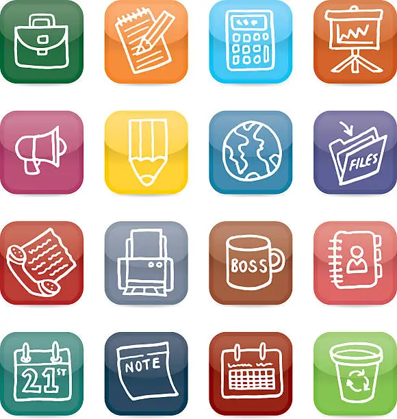 Vector illustration of Work and employment icon blocks