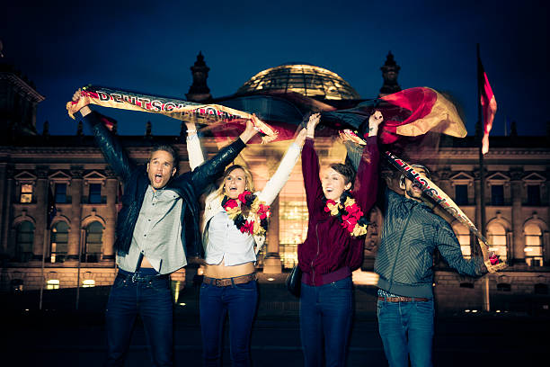german soccer fans cheering for their team