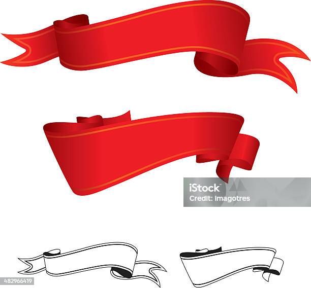 Red Ribbons Set Stock Illustration - Download Image Now - Banner - Sign, Blank, Color Image