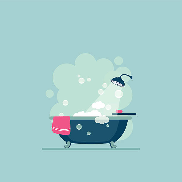 illustrations, cliparts, dessins animés et icônes de couverture de la salle de bains moderne et design tendance. tm - bathtub