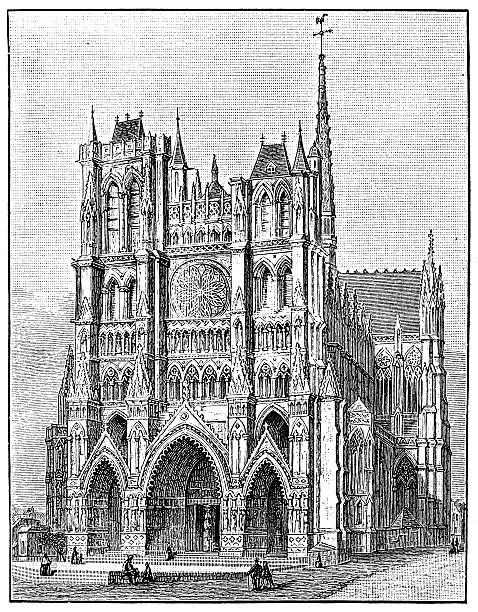 istock Antique illustration of Amiens cathedral 482967119