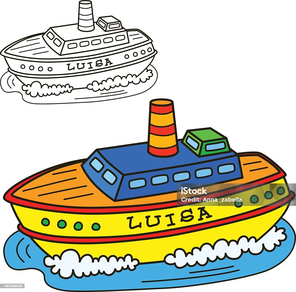 Motor ship. Coloring book page. Cartoon vector illustration Motor ship. Coloring book page. Cartoon vector illustration. 2015 stock vector