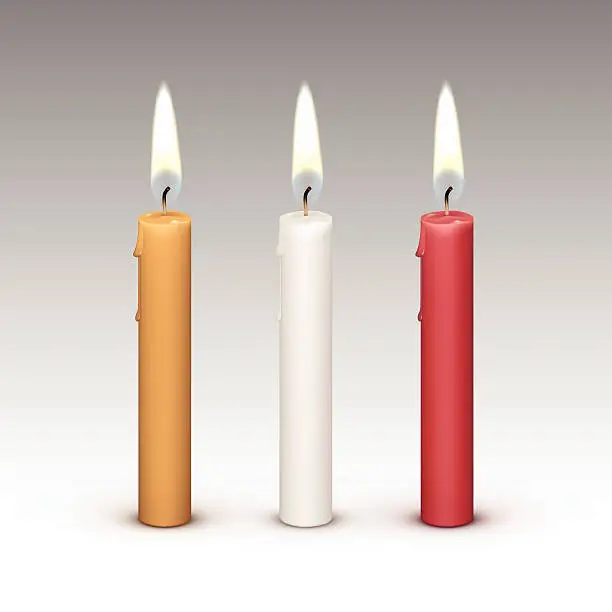 Vector illustration of Candles Flame Fire Light Isolated on Background