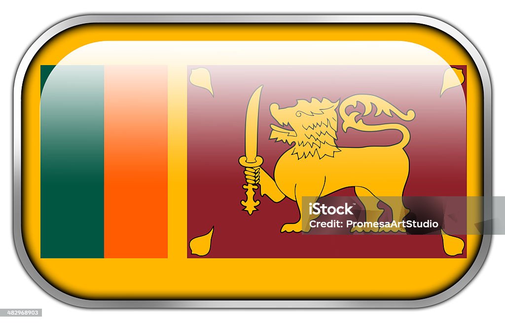 Sri Lanka Flag rectangle glossy button Flags Lightbox: Asia Stock Photo