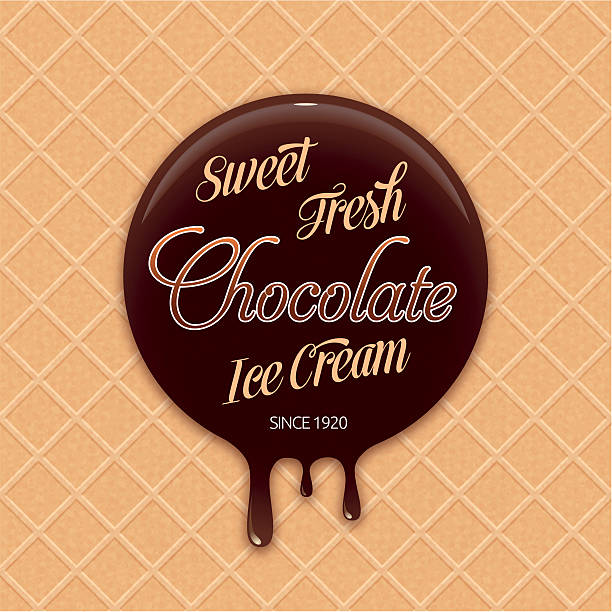 Sweet Chocolate Ice Cream Vector illustration of a sweet background waffle pattern with a big circle of melted chocolate. Seamless Background Pattern. waffle vector stock illustrations