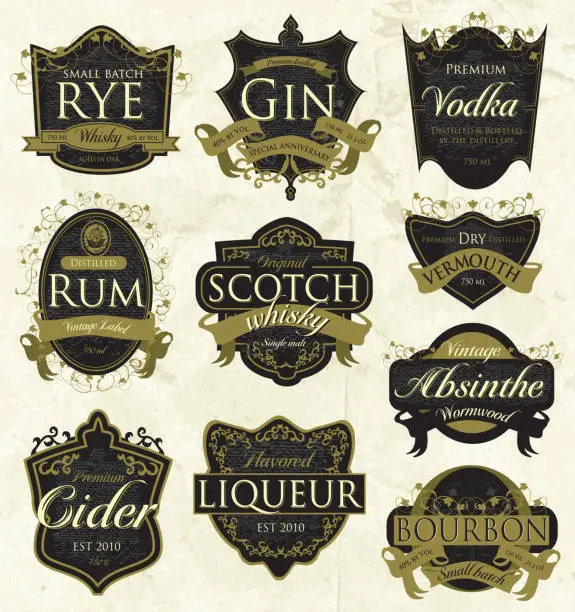 Vector illustration of Vintage liquor labels