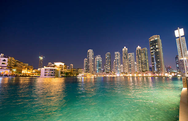 istock Beautiful Dubai fountain pool at night 482969264