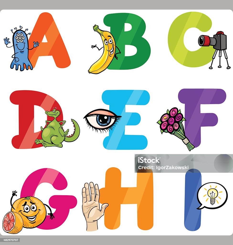 Education Cartoon Alphabet Letters For Kids Stock Illustration - Download  Image Now - Alien, Alphabet, Alphabetical Order - iStock