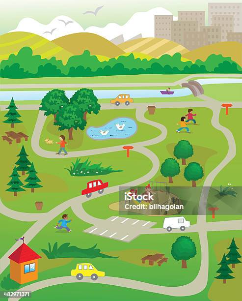 At The Park Stock Illustration - Download Image Now - City, Aerial View, Public Park