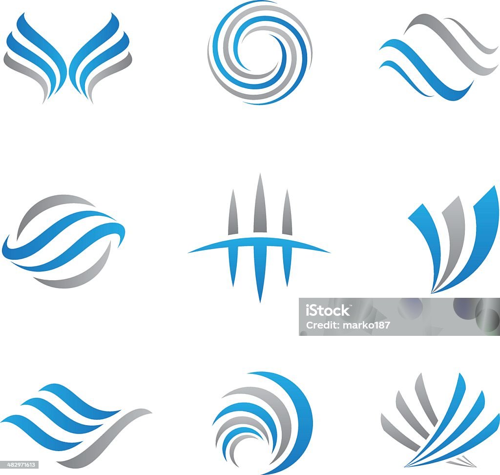Abstract logotipos e iconos - arte vectorial de Viento libre de derechos