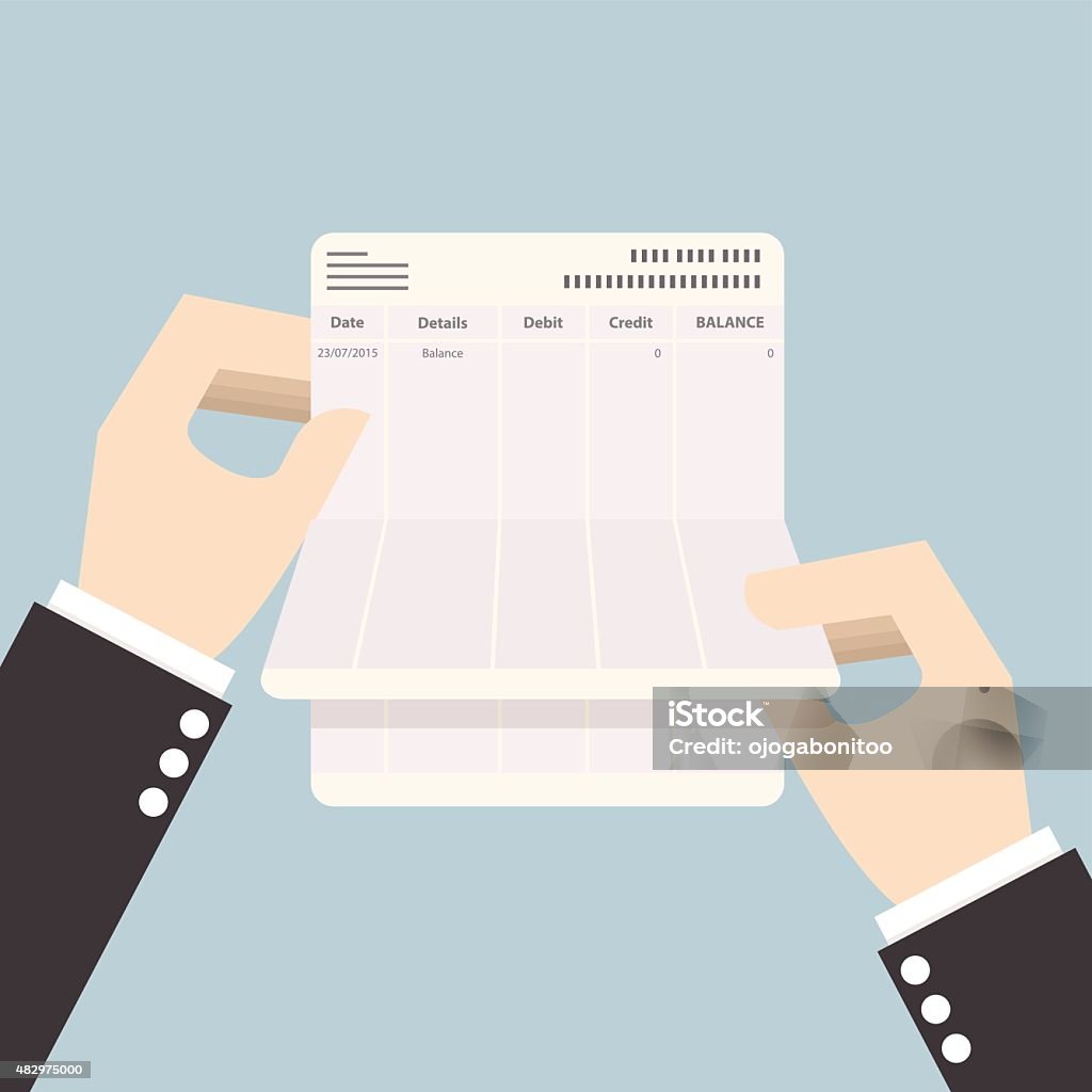 Businessman hands holding passbook with no balance Businessman hands holding passbook with no balance, VECTOR, EPS10 Bank Book stock vector