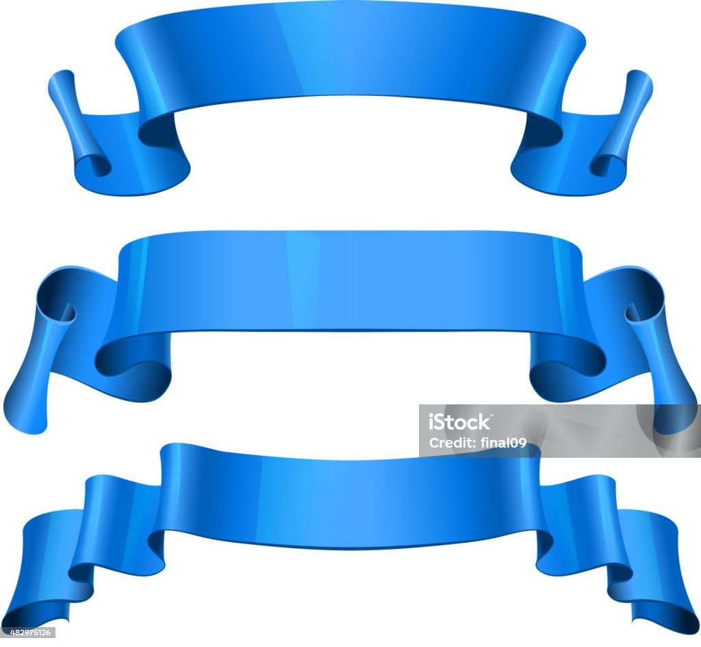 Blue Revised Ribbon Blue Glossy Vector Ribbons Set Stock Illustration - Download Image Now ...