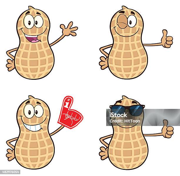 Collection Of Peanut Mascot 3 Stock Illustration - Download Image Now - 2015, Cartoon, Characters