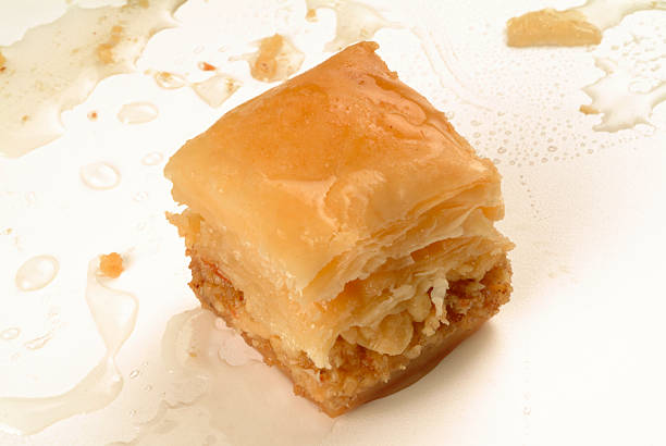 sweet baklava with honey close up
