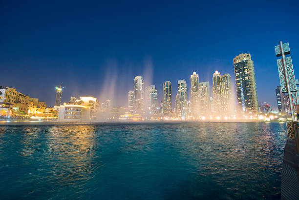 istock Famous Dubai fountain at night 482984330