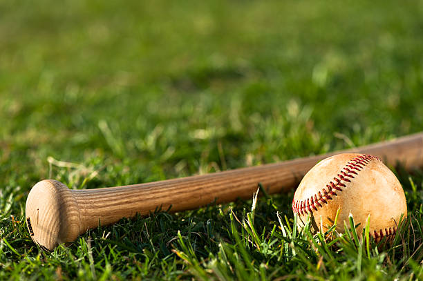 giovani league di baseball e primo piano - baseball field grass baseballs foto e immagini stock