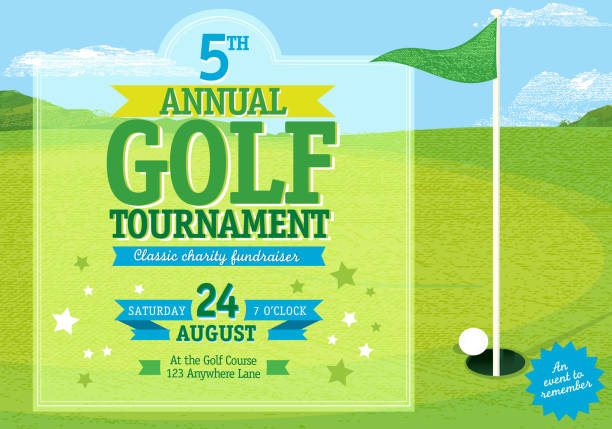 ilustrações, clipart, desenhos animados e ícones de horizontal torneio de golfe modelo de design de convite - golf golf course putting green hole