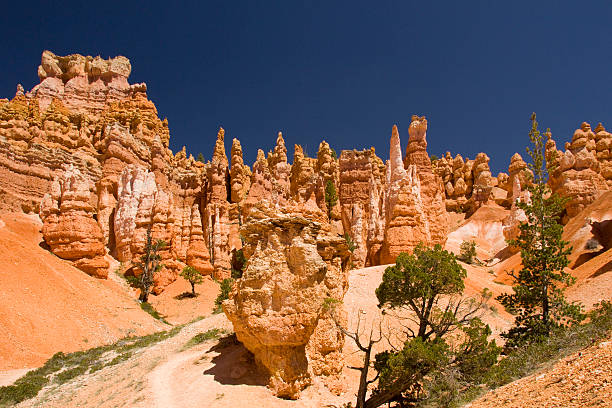 Hoodoos on clear blue sky stock photo