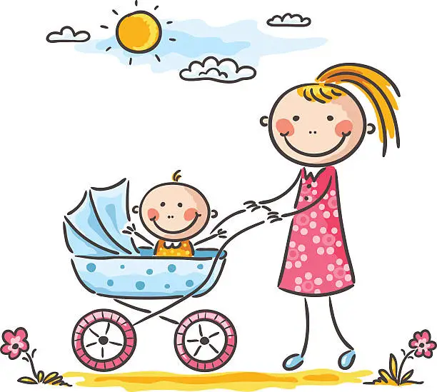Vector illustration of Mother and Baby