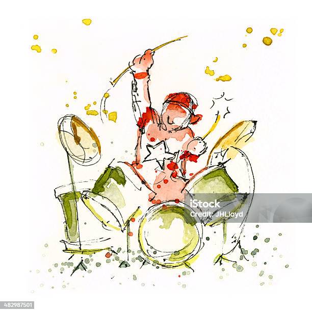 Child Drummer Stock Illustration - Download Image Now - Bass Drum, Cool Attitude, Drawing - Art Product