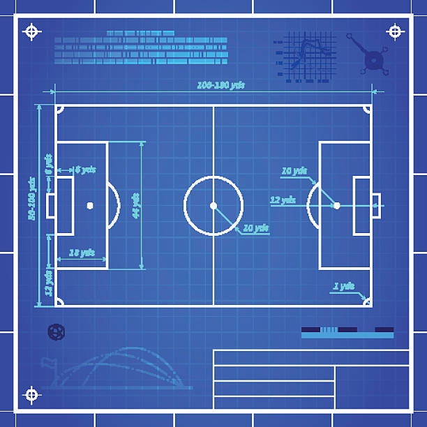 ilustrações de stock, clip art, desenhos animados e ícones de clássico de campo de futebol de futebol - football field backgrounds aerial view sport