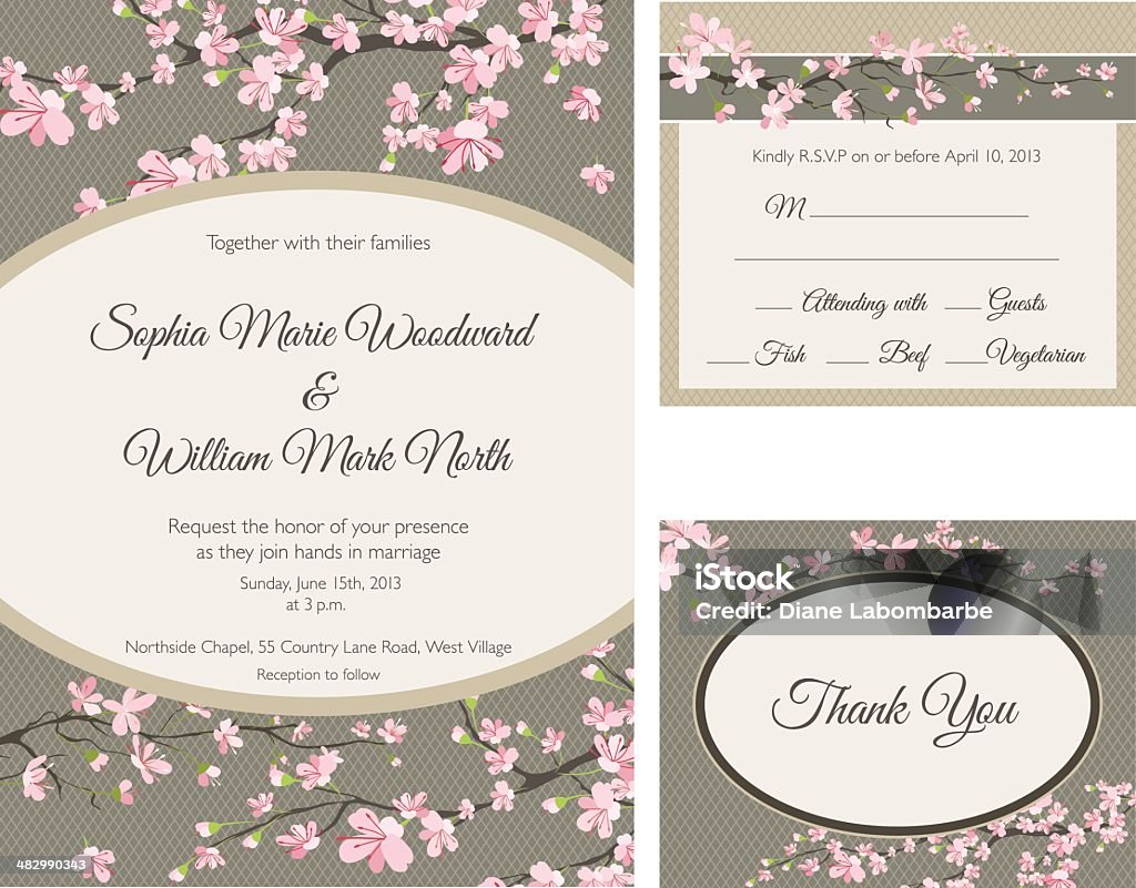 Invitation de mariage fleurs de cerisier - clipart vectoriel de Fleur de cerisier libre de droits