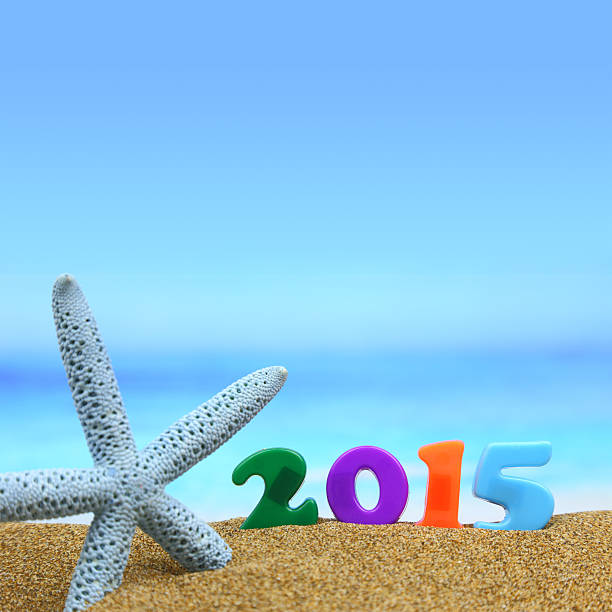 istock Multicolored new year 2015 on the beach 482990867