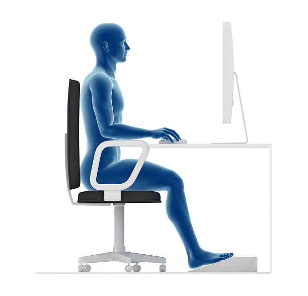 istock Ergonomics, proper posture to sit and work on office desk 482991319