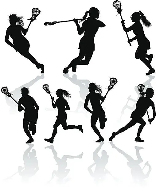 Vector illustration of Lacrosse Offense - Girls