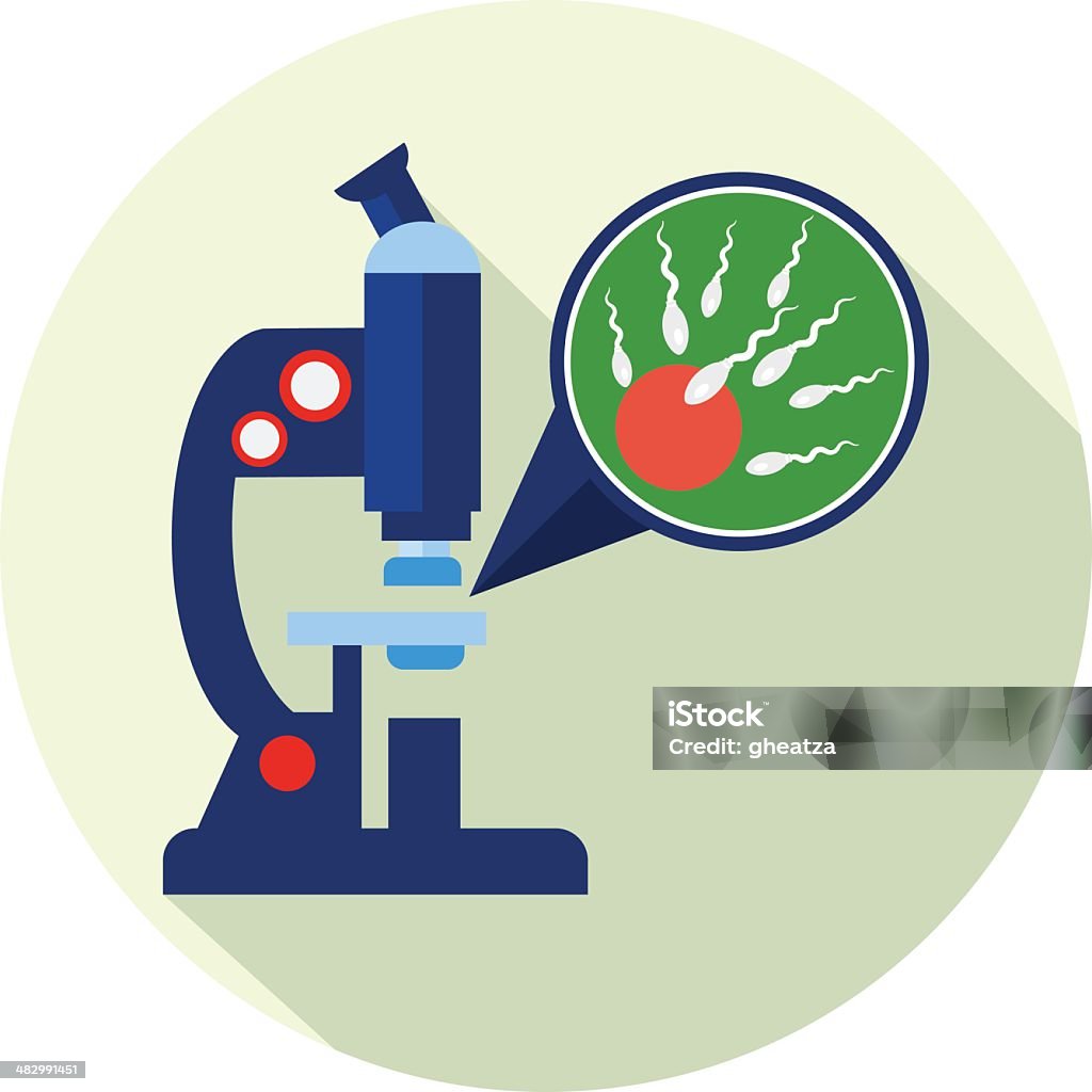 Микроскоп-оплодотворение яйцеклетки и spermatozoon - - Векторная графика Биология роялти-фри