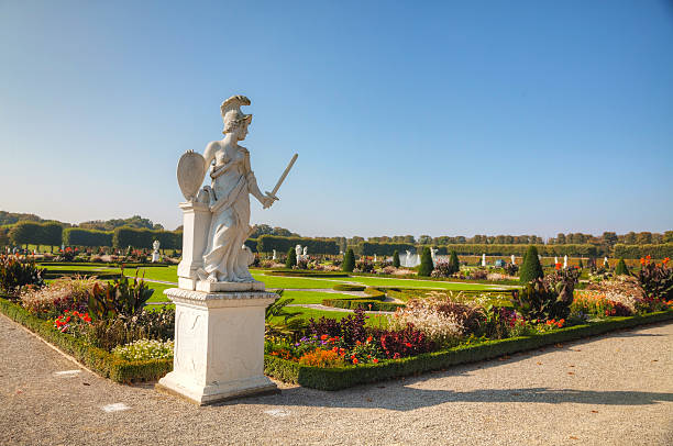 Hanover, Germany - October 6, 2014: The Herrenhausen Gardens with people in Hanover, Germany. It's an internationally famous ensemble of garden arts and culture that ranks among the most important historical gardens in Europe.