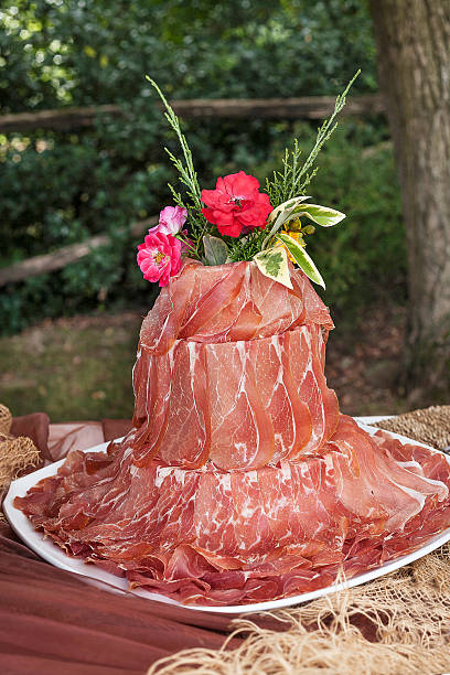 sliced raw ham