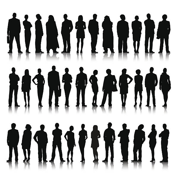 Silhouette Of Diverse Crowd Of Business People  in silhouette stock illustrations