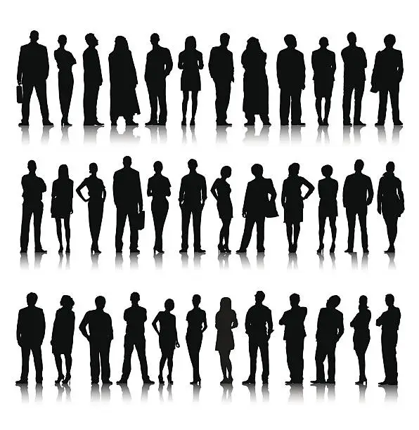 Vector illustration of Silhouette Of Diverse Crowd Of Business People