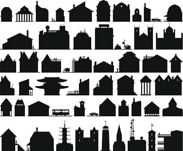 ilustrações de stock, clip art, desenhos animados e ícones de de cinquenta edifícios - miniature city isolated