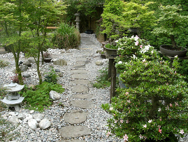 istock Image of stepping stones pathway in Japanese garden 482993427