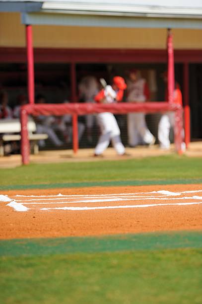 istock Home plate with team preparing to play 482993533