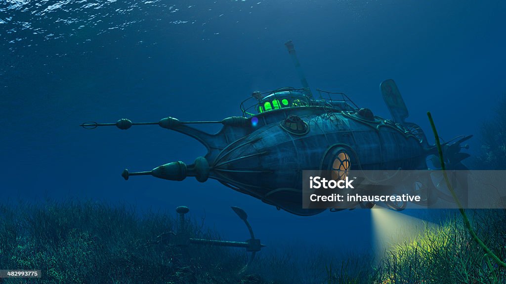 未来的なスチームパンク潜水艦 - 潜水艦のストックフォトや画像を多数ご用意 - 潜水艦, オウムガイ, 海中 - iStock