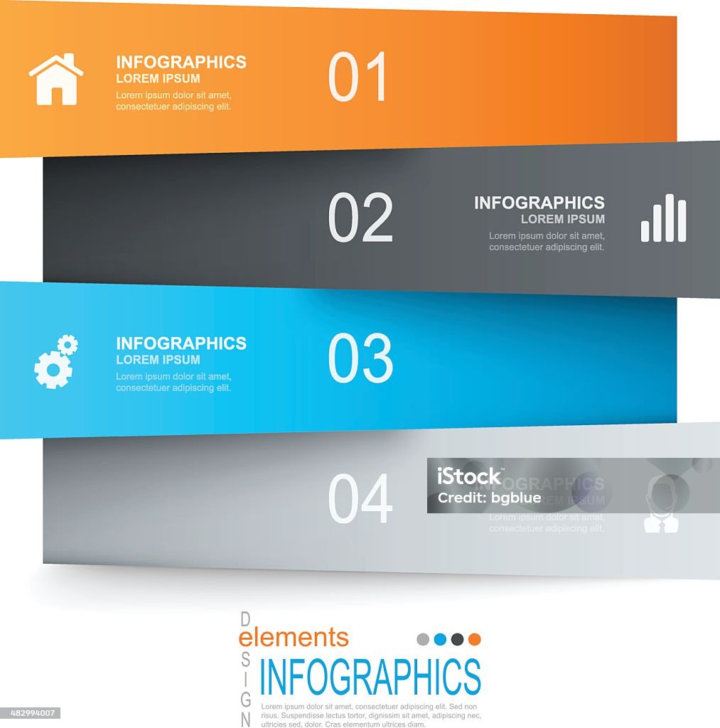 Infographie papier éléments de modèle de procédure et - clipart vectoriel de Effet ombré libre de droits