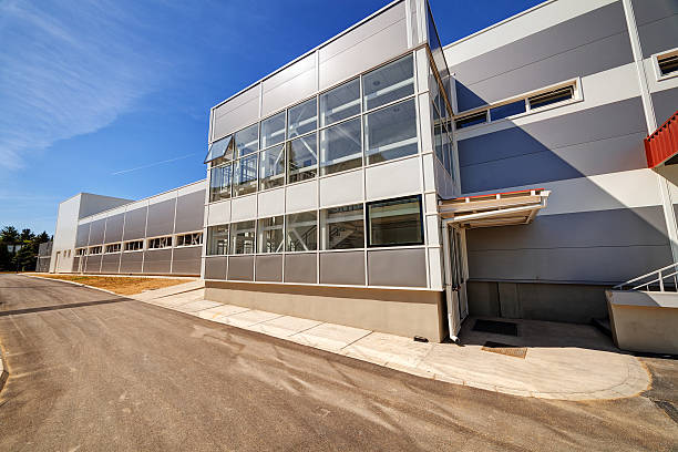 istock Aluminum facade on industrial building 482994410