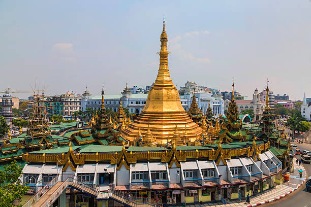Sule pagoda, Yangon, Myanmar Sule pagoda, Yangon, Myanmar.  Myanmar (Burma) is the most religious Buddhist country in terms of the proportion of monks in the population and proportion of income spent on religion. sule pagoda stock pictures, royalty-free photos & images