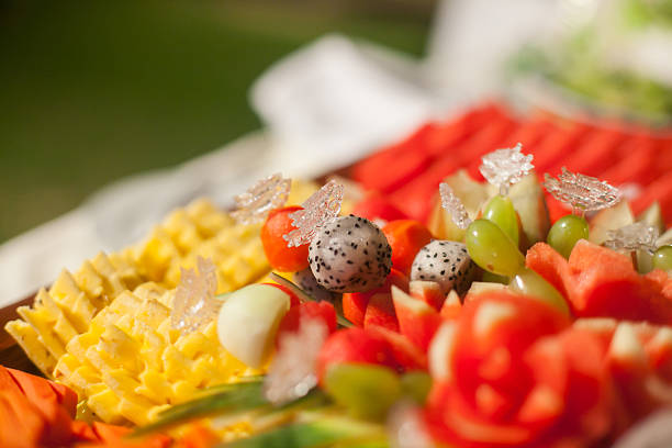 Assorted fruits,  set for wedding dinner party