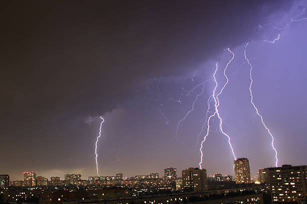 istock Lightning over the big city 483005120