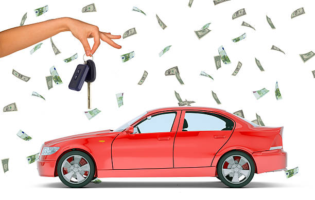 Hand holding keys and red car Hand holding keys and red car on isolated white background cash for cars stock pictures, royalty-free photos & images