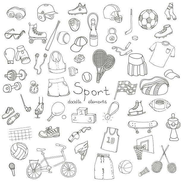 illustrations, cliparts, dessins animés et icônes de set_white sport - baseballs ball sport gym