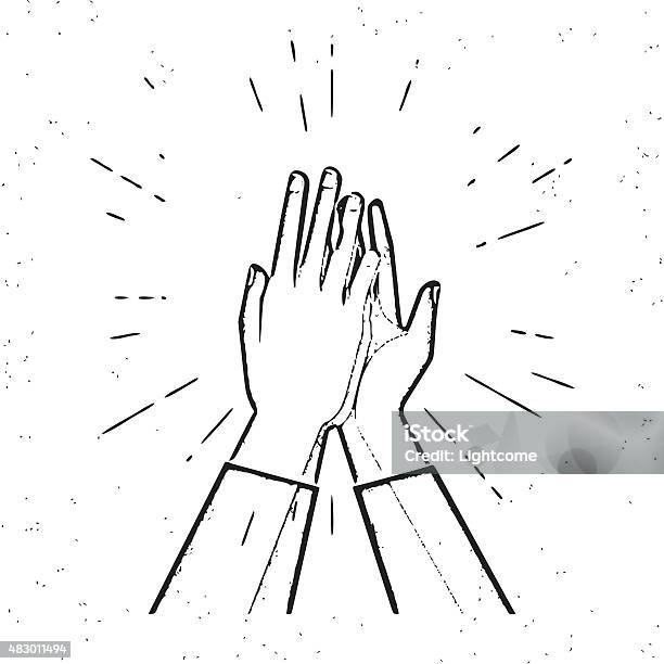 Two Hands Giving A High Five Stock Illustration - Download Image Now - Hello - Single Word, Greeting, Teamwork