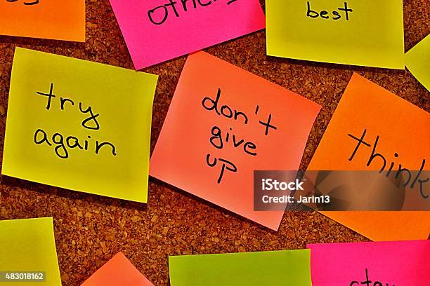 Notice Board With Sticky Note Pads Stock Photo - Download Image Now - 2015,  Adhesive Note, Advice - iStock