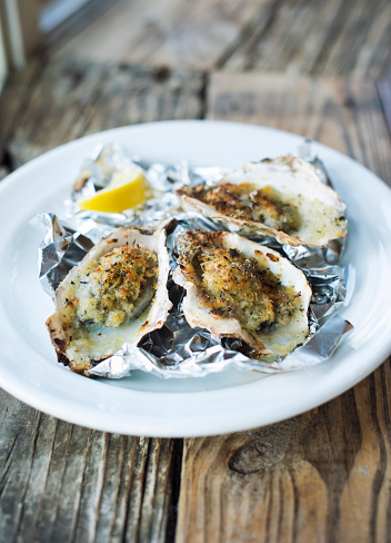 Baked Oysters on a Plate