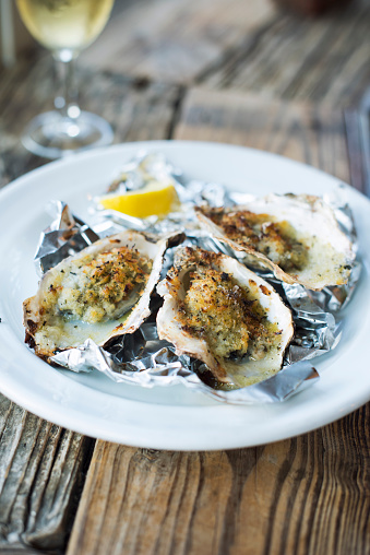 Baked Oysters on a Plate