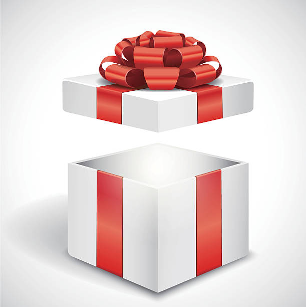 ilustraciones, imágenes clip art, dibujos animados e iconos de stock de abrir la caja de regalo - white background gift christmas wrapping paper